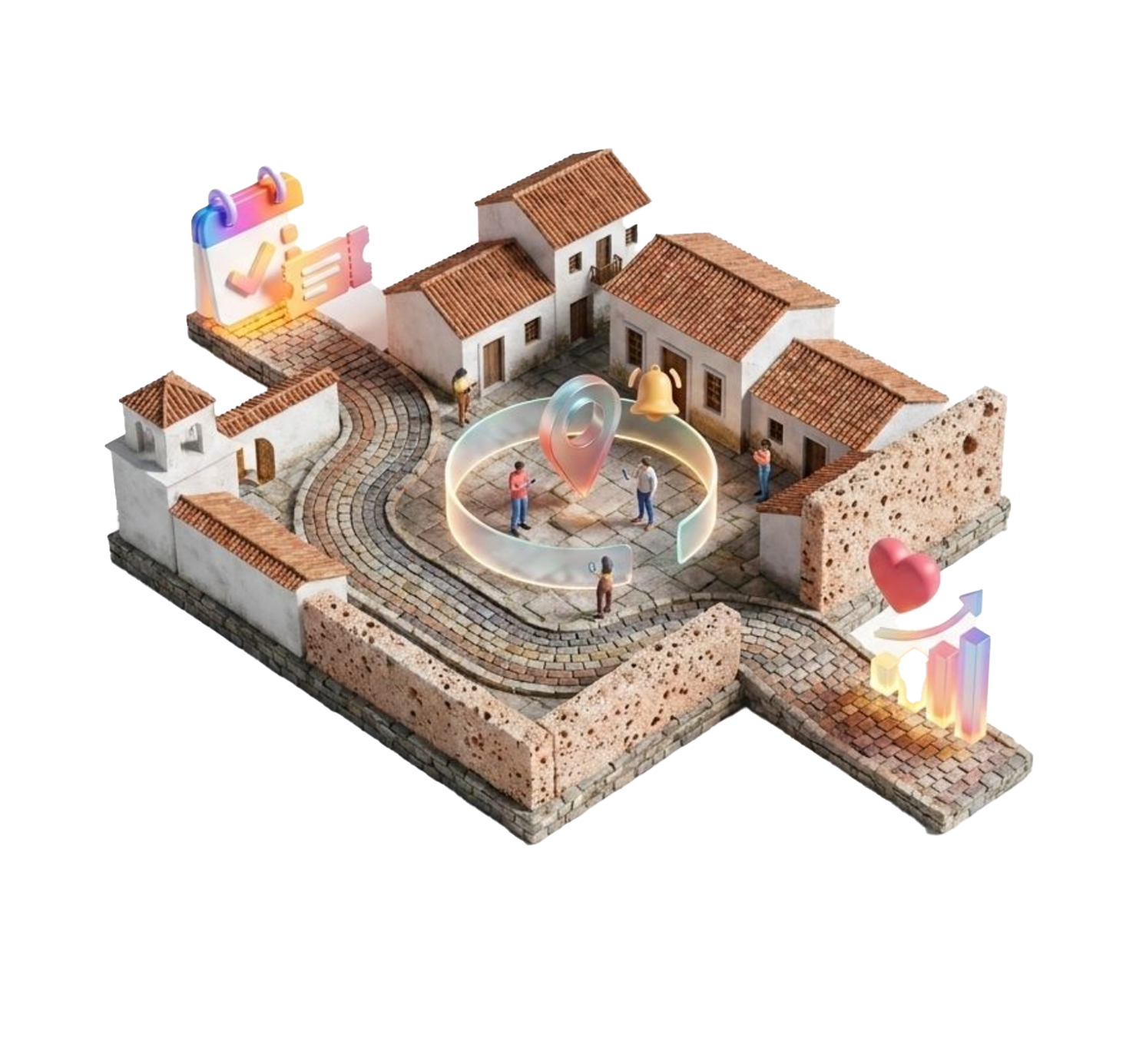 Village colonial avec un anneau de geofence